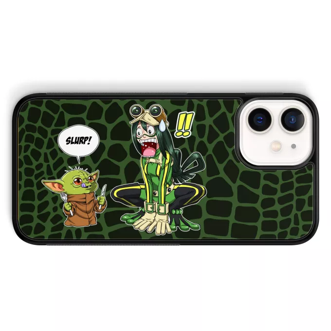 Fodral för iPhone 12 Mini (5.4) Parodi Stjärnornas krig Tsuyu Asui aka Froppy och Grogu aka Baby Yoda
