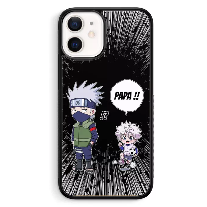 Coque pour téléphone portable iPhone 12 Mini (5.4) Parodie Naruto Papa Ninja ! - Kakashi, Kirua