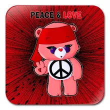 Untersetzer “Peace and Love” – Parodie auf Die Glücksbärchis
