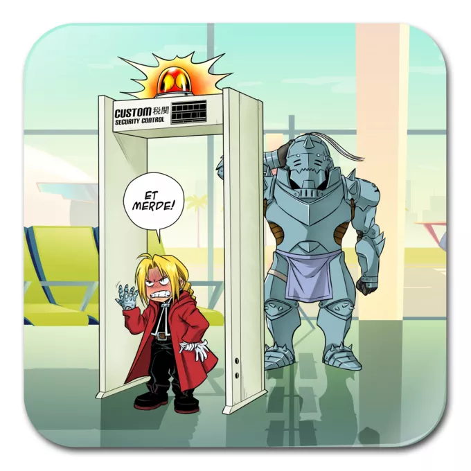 Sous-Bock Parodie Full Metal Alchemist - FMA Détecteur de métaux ! - Edward, Alphonse Elric