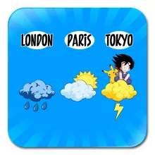 Sous-Verre en bois Sangoku « Météo Tokyo » – Parodie Pokémon