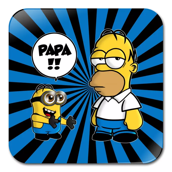 Sous-Bock Parodie Les Minions Un fiston trop mignon (Super Deformed) - Homer Simpson, Kévin le Minion