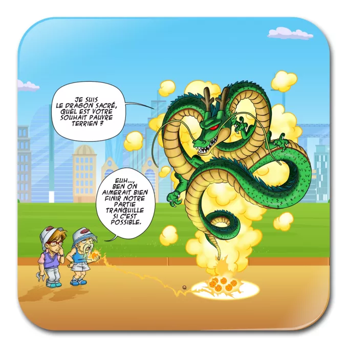 Sous-Bock Parodie Dragon Ball Z - DBZ La Pétanque, c'est sacré ! - Shenron, les pétanqueurs marseillais