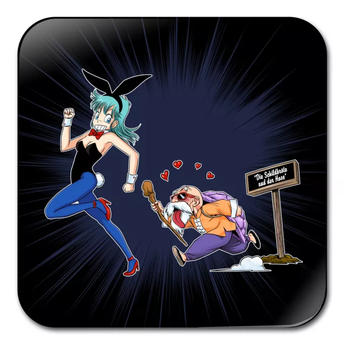 Untersetzer Parodie auf Dragon Ball Muten-Roshi und Bulma