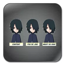 Sous-Verre en bois Sasuke Uchiwa « Toujours aussi expressif... » – Parodie Naruto