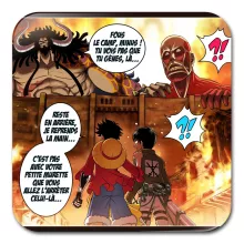Sous-Verre en bois Luffy Vs Kaido « Un Combat titanesque... » – Parodie One Piece