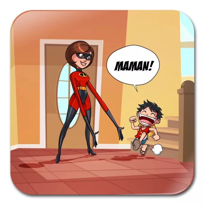 Sous-Bock Parodie One Piece Super Maman !! - Elasticgirl la Maman indestructible, Luffy