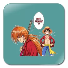 Sous-Verre en bois Kenshin « L'élève dépasse le Maître... » – Parodie One Piece