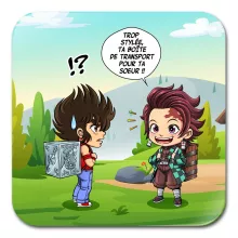 Sous-Verre en bois Tanjiro Kamado « Une Pandora Box démoniaque ! » – Parodie Saint Seiya