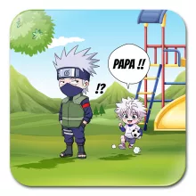 Sous-Verre en bois Kakashi « Papa Ninja ! » – Parodie Naruto