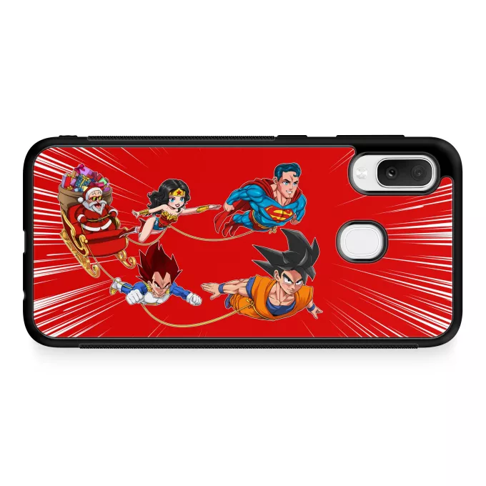 Fodral för Samsung Galaxy A20e Parodi Dragon Ball Z - DBZ Funny Santa - Master Roshi, Son Goku, Vegeta, Superman, Wonder Woman
