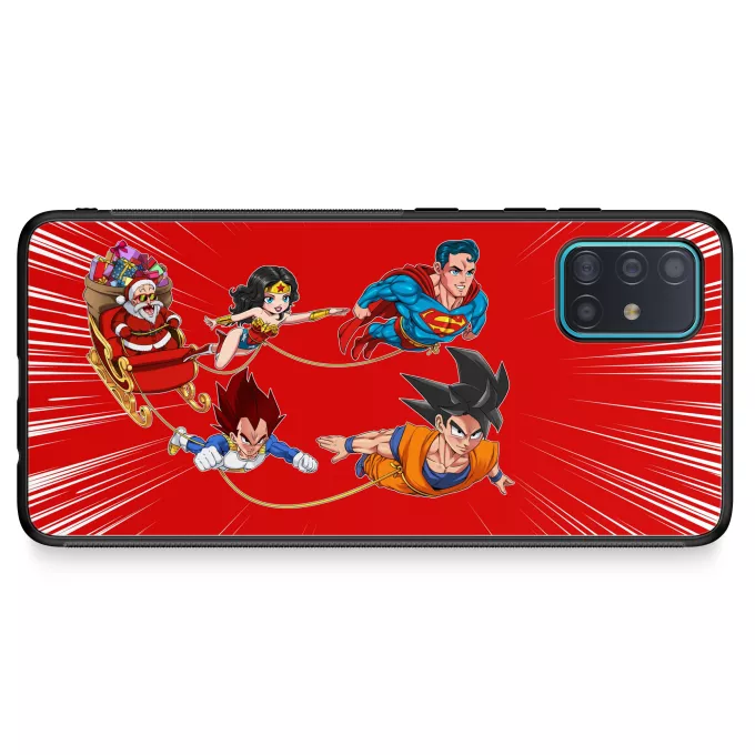 Fodral för Samsung Galaxy A51 5G Parodi Dragon Ball Z - DBZ Funny Santa - Master Roshi, Son Goku, Vegeta, Superman, Wonder Woman