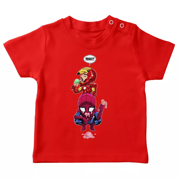 Camisetas bebé Parodia Iron Man Spider-Man y Iron Man - Spider-Man aka Peter Parker, Iron Man aka Tony Stark