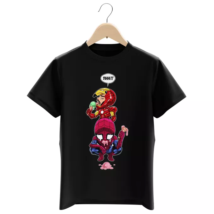 T-shirts för barn Parodi Iron Man - Järnmannen Spider-Man och Iron Man - Spider-Man aka Peter Parker, Iron Man aka Tony Stark