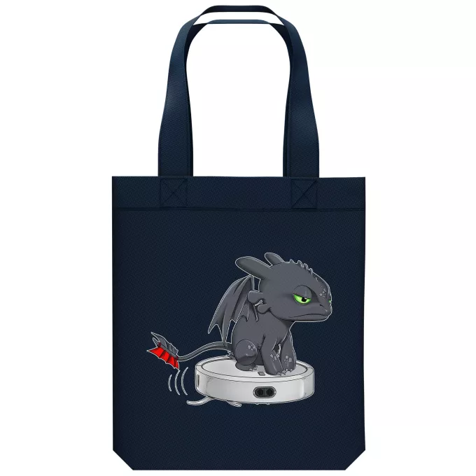 Sac Tote Bag en coton Bio Parodie Dragons Le Dragon Ménager... aussi efficace que le Chat ménager - Krokmou