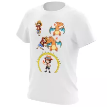 T-shirt Luffy « FIRE FUSION !! » – Parodie One Piece - Pokémon