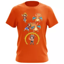 T-shirt Luffy « FIRE FUSION !! » – Parodie One Piece - Pokémon