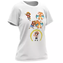 T-shirt Femme Luffy « FIRE FUSION !! » – Parodie One Piece - Pokémon