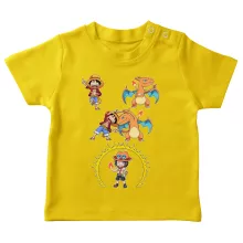 T-shirt bébé Luffy « FIRE FUSION !! » – Parodie One Piece - Pokémon