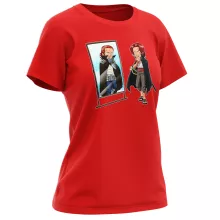 Red Haired Shanks Damen T-shirt “Red Haired Shanks en Gildarts Clive” – One Piece parodie