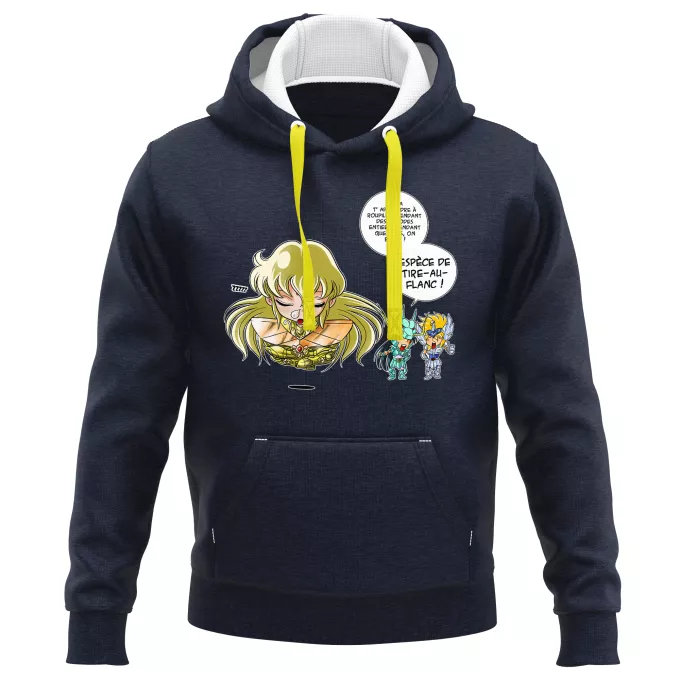 Sweat-shirts à Capuche PREMIUM Parodie Saint Seiya La technique interdite: le Roupillon du Lotus !! - Shiryu du Dragon, Hyoga du Cygne, Shaka