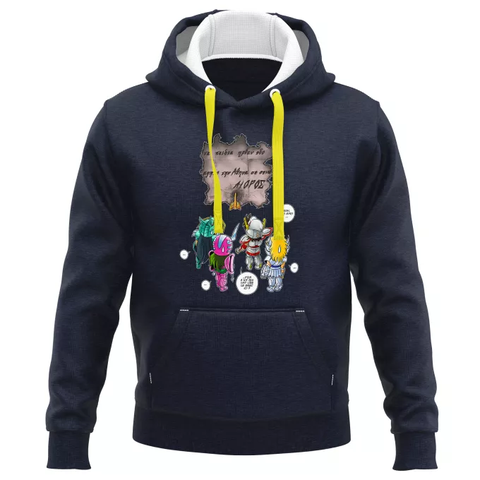 Sweat-shirts à Capuche PREMIUM Parodie Saint Seiya 4 touristes japonais perdus en Grèce... - Shiryu, Hyoga, Shun dans la maison d'Aioros