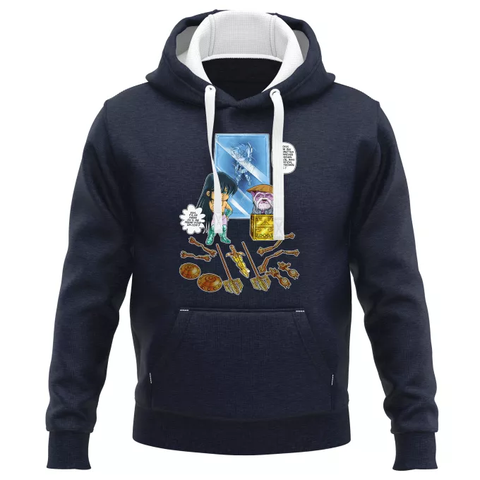 Sweat-shirts à Capuche PREMIUM Parodie Saint Seiya Un choix très difficile... - Shiryu du Dragon, Dohko chevalier d'or de la Balance
