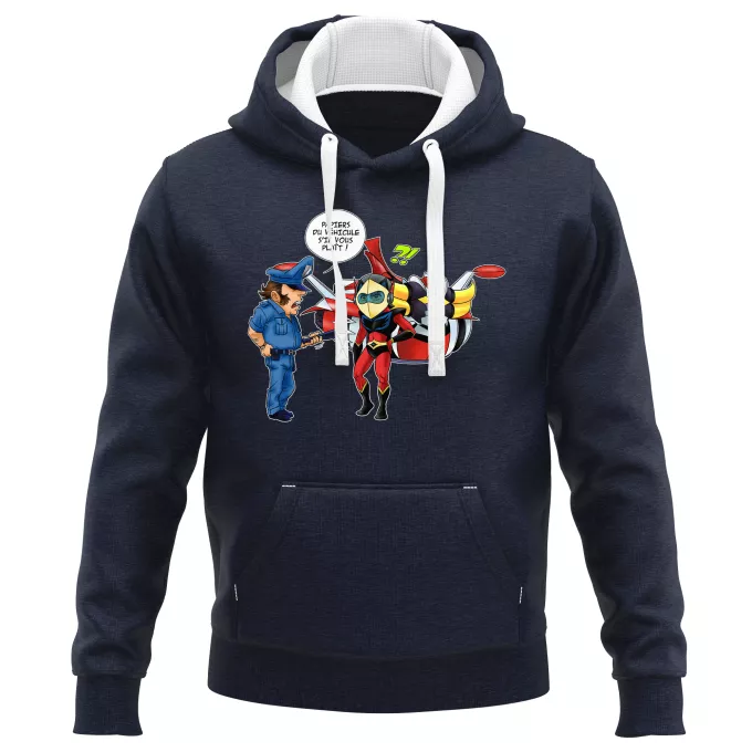 Sweat-shirts à Capuche PREMIUM Parodie Goldorak Papiers du véhicule s'il vous plaît ! - Actarus