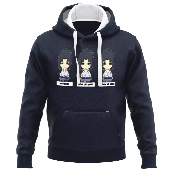 Sweat-shirts à Capuche PREMIUM Parodie Naruto L'homme le plus expressif du Monde :) - Sasuke Uchiwa