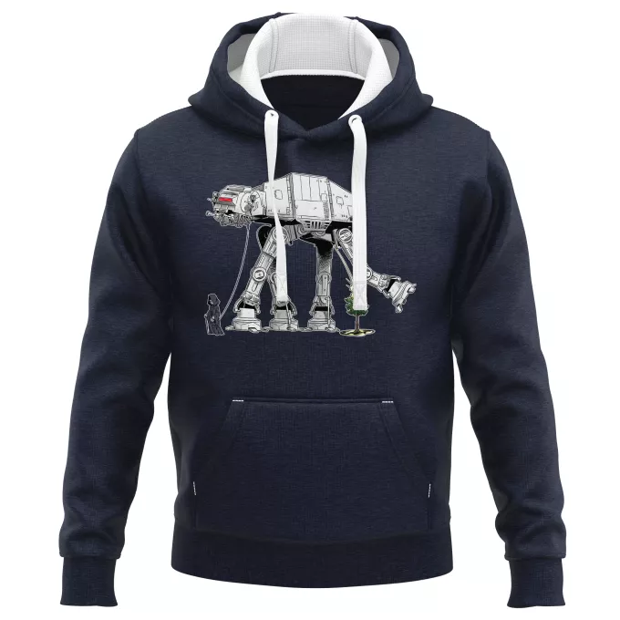 Sweat-shirts à Capuche PREMIUM Parodie Star Wars Promenade impériale... - Empereur Palpatine aka Dark Sidious, son robot chien AT-AT