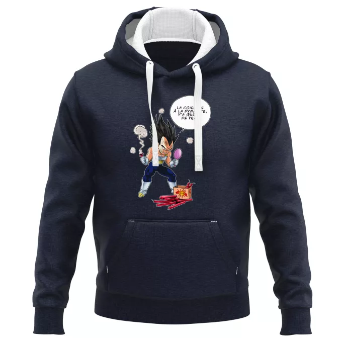 Sweat-shirts à Capuche PREMIUM Parodie Dragon Ball Z - DBZ Astuce pour se coiffer le matin ! - Végéta