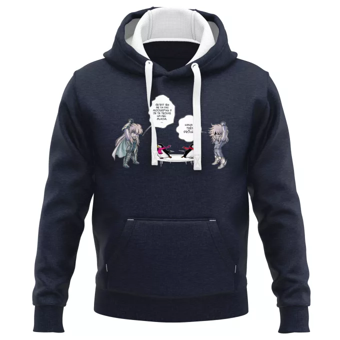 Sweat-shirts à Capuche PREMIUM Parodie Saint Seiya Des Relations glaciales entre un Maître et son élève ! - Camus chevalier d'or du Verseau, Hyoga du Cygne