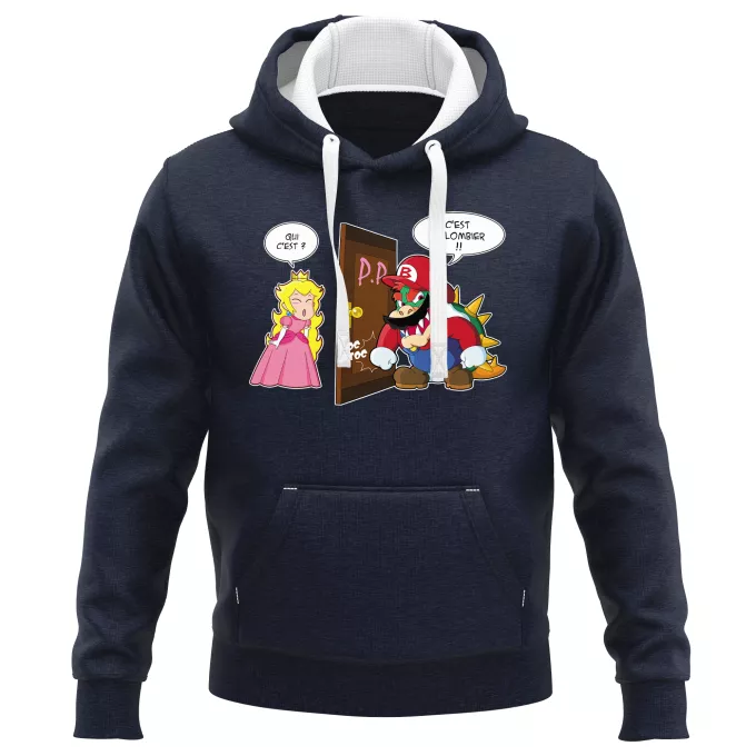 Sweat-shirts à Capuche PREMIUM Parodie Super Mario C'est l'plombier ! - Bowser, Princesse Peach