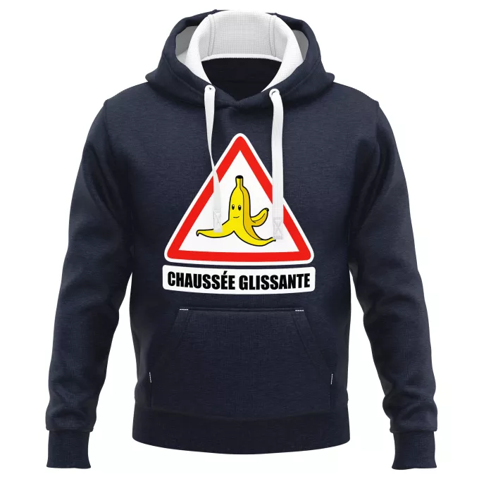 Sweat-shirts à Capuche PREMIUM Parodie Mario Kart Chaussée glissante ! - La banane
