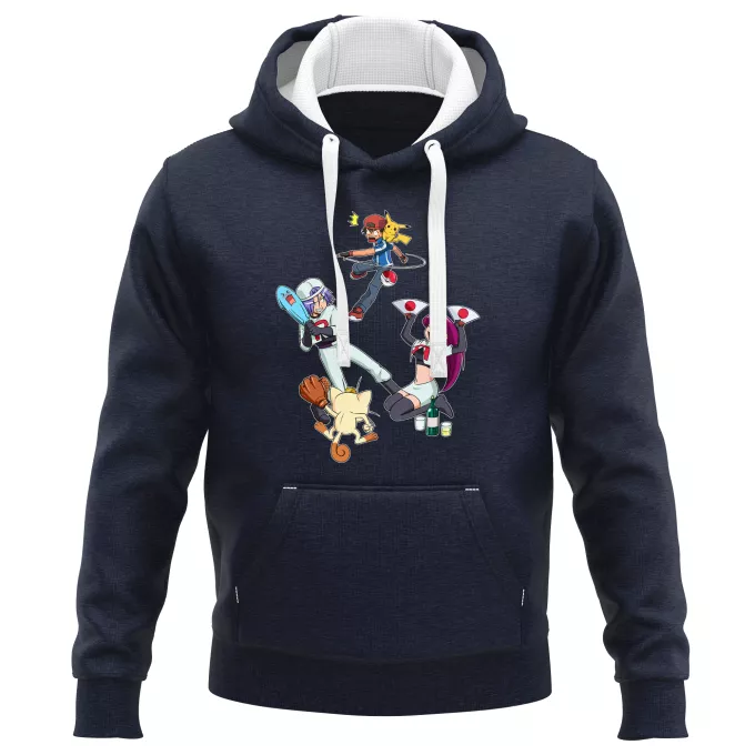 Sweat-shirts à Capuche PREMIUM Parodie Pokémon Une partie de Poké-Ball :) - Pikachu, Sasha, la Team Rocket