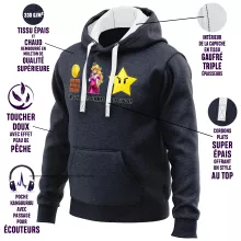 Sweat-Shirt à capuche Princesse Peach « Argent, Femmes et Pouvoir ! » – Parodie Super Mario