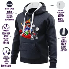 Sweat-Shirt à capuche Mario « Kart Fighter - Player 1 » – Parodie Mario Kart