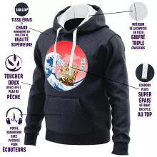 Sweat-Shirt à capuche La Grande Vague « Pirates en mer du Japon... » – Parodie One Piece