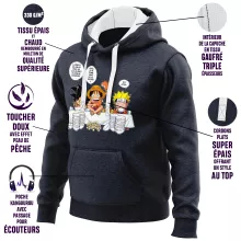 Sweat-Shirt à capuche Luffy « La recette d'un bon shonen Manga (Super Deformed) » – Parodie Naruto