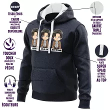Sweat-Shirt à capuche Livaï Ackerman Caporal-chef « Invincible et...impassible ! » – Parodie L'attaque des Titans