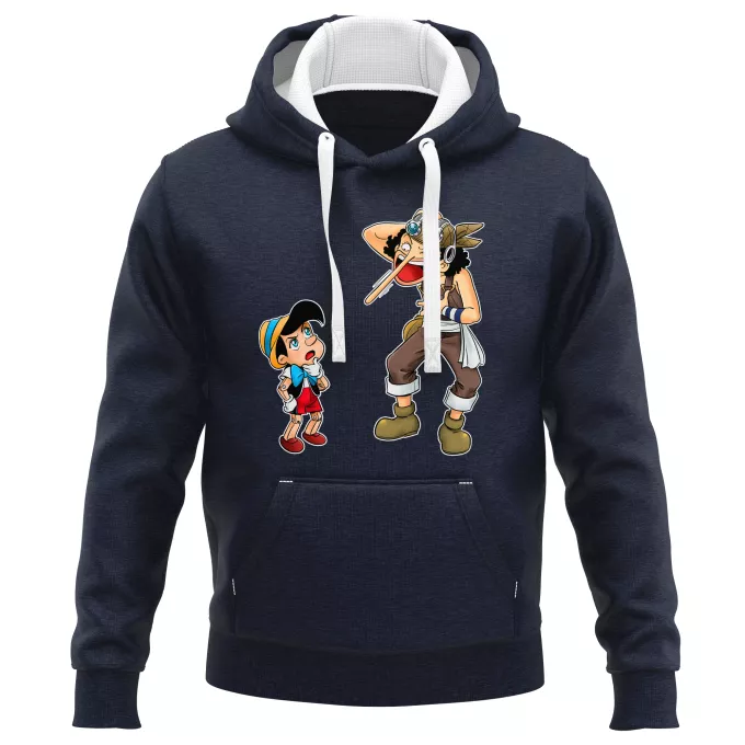 PREMIUM Kapuzenpullover Parodie auf One Piece Lysop und Pinocchio - Piniocchio