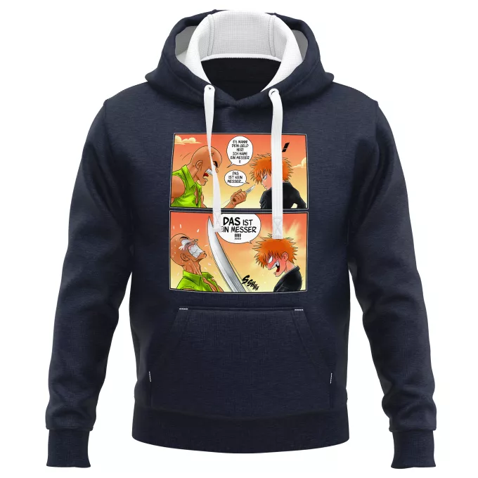 PREMIUM Kapuzenpullover Parodie auf Bleach Ichigo Kurosaki und Crocodile Dundee