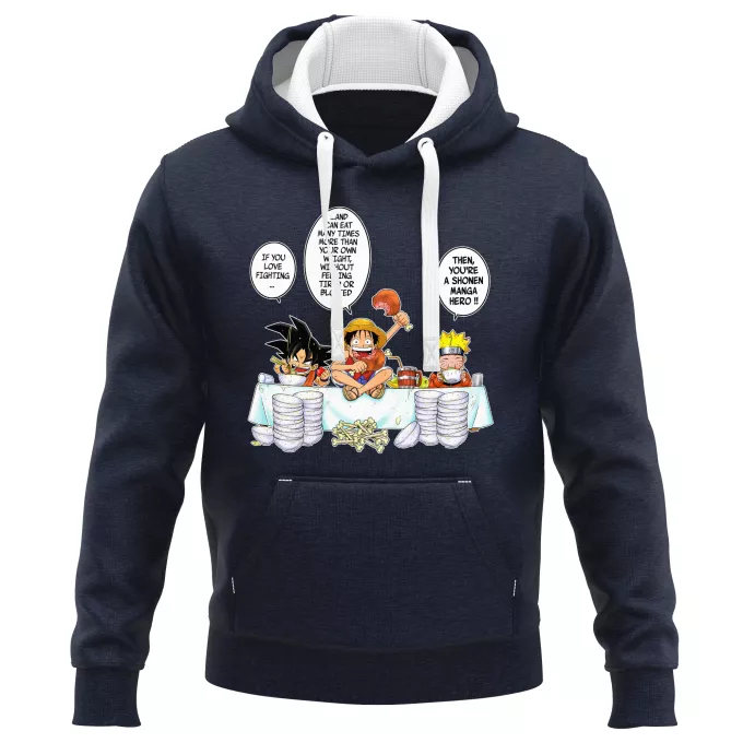 PREMIUM Hooded Sweatshirts Parody of Naruto Son Goku, Naruto and Luffy