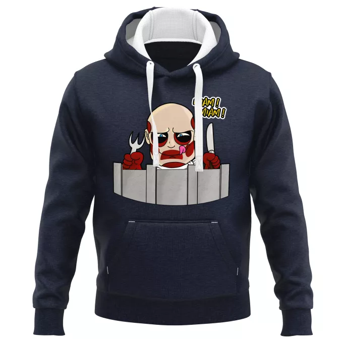 Tröjor PREMIUM med huva Parodi Attack on Titan Den kolossala Titan