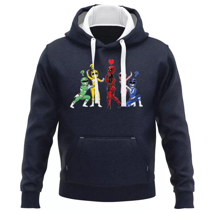 Camisolas com capuz PREMIUM Paródia Deadpool Deadpool e Power Rangers