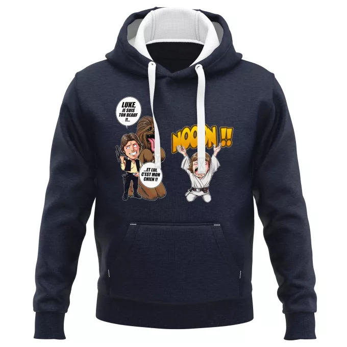 Sweat-shirts à Capuche PREMIUM Parodie Star Wars Luke Life Episode III : Un beauf carrément beauf :) - Luke Skywalker, Chewbacca, Han Solo