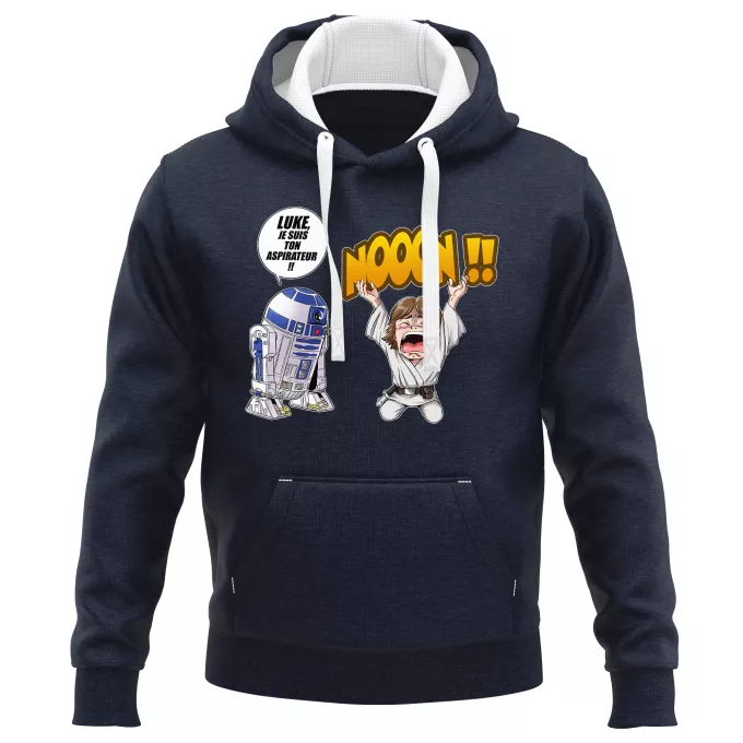 Sweat-shirts à Capuche PREMIUM Parodie Star Wars Luke Life Episode V : un robot...ménager !! - Luke Skywalker, R2-D2