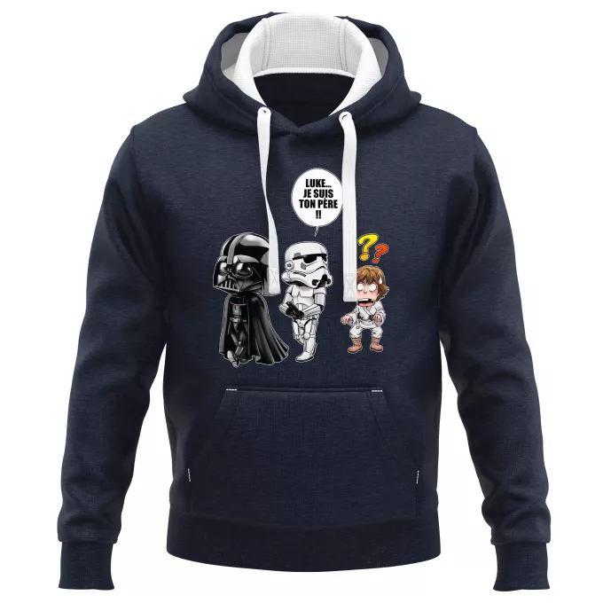 Sweat-shirts à Capuche PREMIUM Parodie Star Wars Luke...Je suis ton père !! - Dark Vador, un Storm Trooper