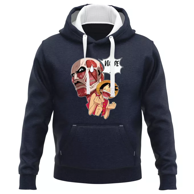 Sweat-shirts à Capuche PREMIUM Parodie One Piece Steak Titanesque... - Titan Colossal VS Luffy