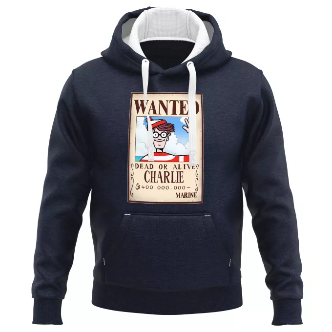 Sweat-shirts à Capuche PREMIUM Parodie Où est Charlie Mystérieux Wanted - Charlie à la sauce One Piece Wanted
